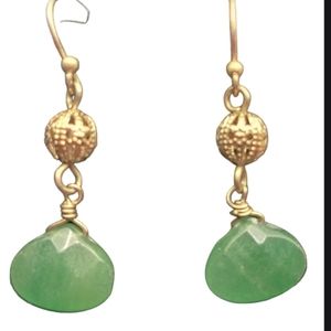 Vintage Faceted Aventurine Dangle Earrings